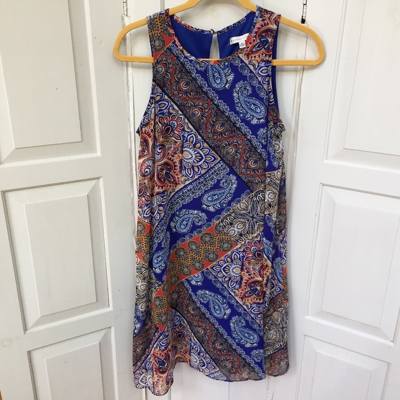 Sandra Darren Paisley Sleeveless Boho Dress - Picture 1 of 16